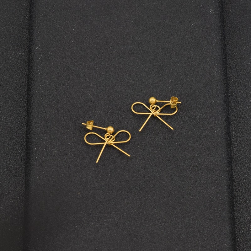 1 Pair IG Style Simple Style Bow Knot Plating Hollow Out Stainless Steel Drop Earrings display picture 9