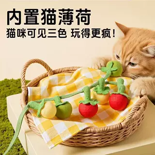 猫玩具小番茄柿子串逗猫棒耐咬猫咪玩具自嗨解闷带铃铛逗猫猫玩具