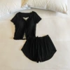 Black breast pads, shorts, with short sleeve