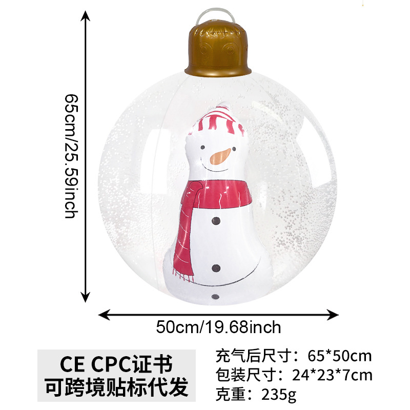 Bolas de Navidad inflables de dibujos animados transfronterizos Navidad Navidad Disposición de juguetes de PVC transparente espesa image 11