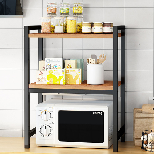 Kitchen microwave rack desktop double-layer oven rack household multi-functional seasoning jar storage rack