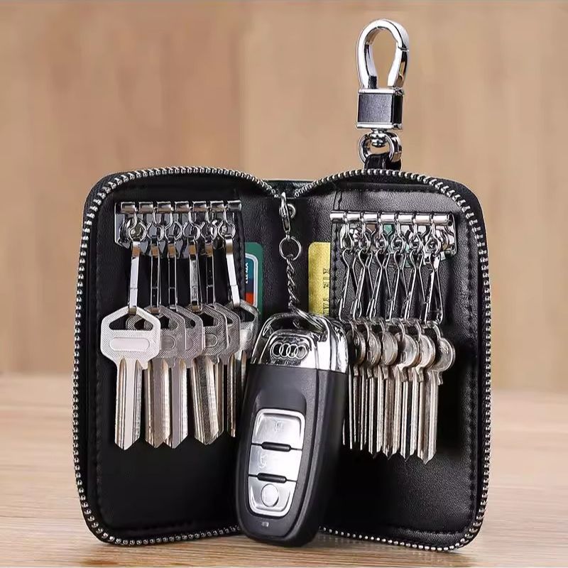 Factory Direct Sales Key Bag Men's Zipper Bag Large Capacity Car Key Bag Business Waist Hanging Convenient Key Bag Women