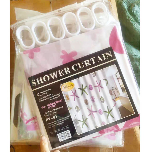1.8*2m printed waterproof shower curtain PEVA hook plastic thickened shower curtain cross-border hot selling PE shower curtain