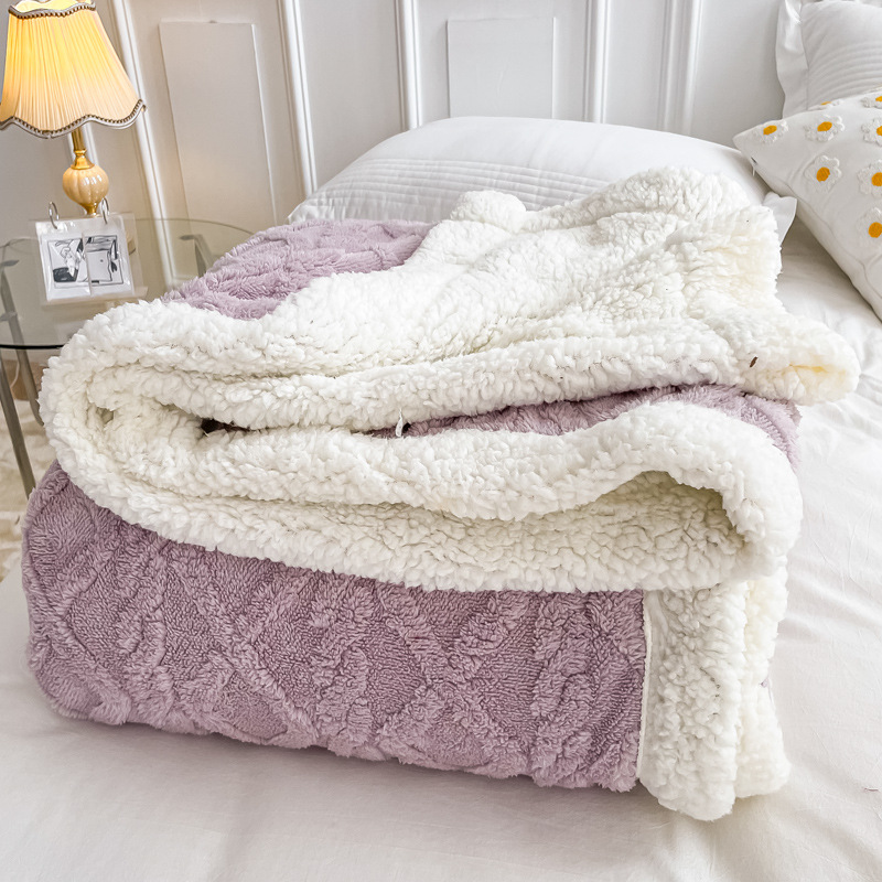 Nueva torre de terciopelo manta de lana de cordero engrosada Otoño e Invierno manta de aire acondicionado manta de siesta de color sólido al por mayor manta de hombro