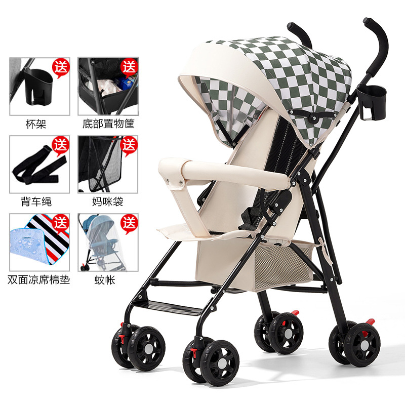 Carrinche de bebé ligero y plegable simple para sentarse y acostarse, viaje de verano para niños pequeños, carro de mano para niños pequeños