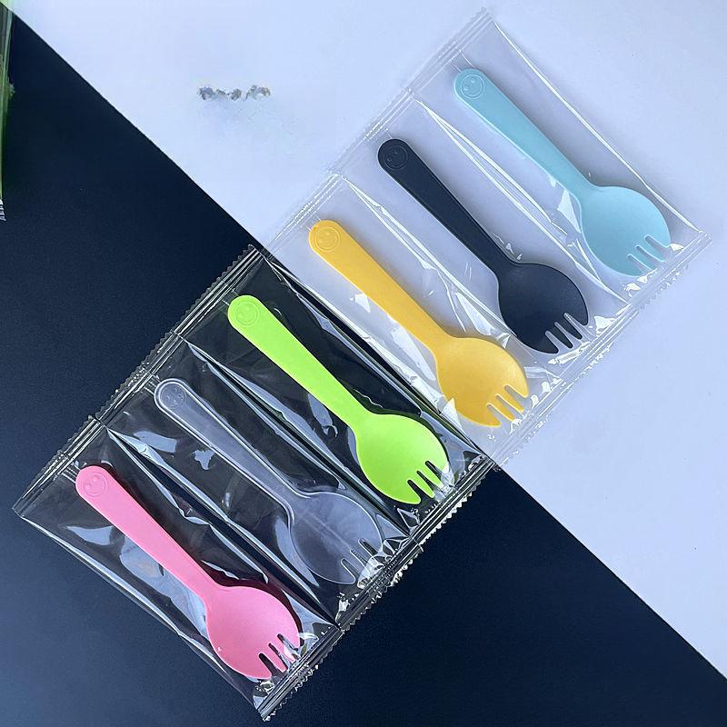 【New Simple Design】Spoon and Fork Combo for Cakes, Fruit Desserts, Ice Cream, Thickened Spoon and Fork