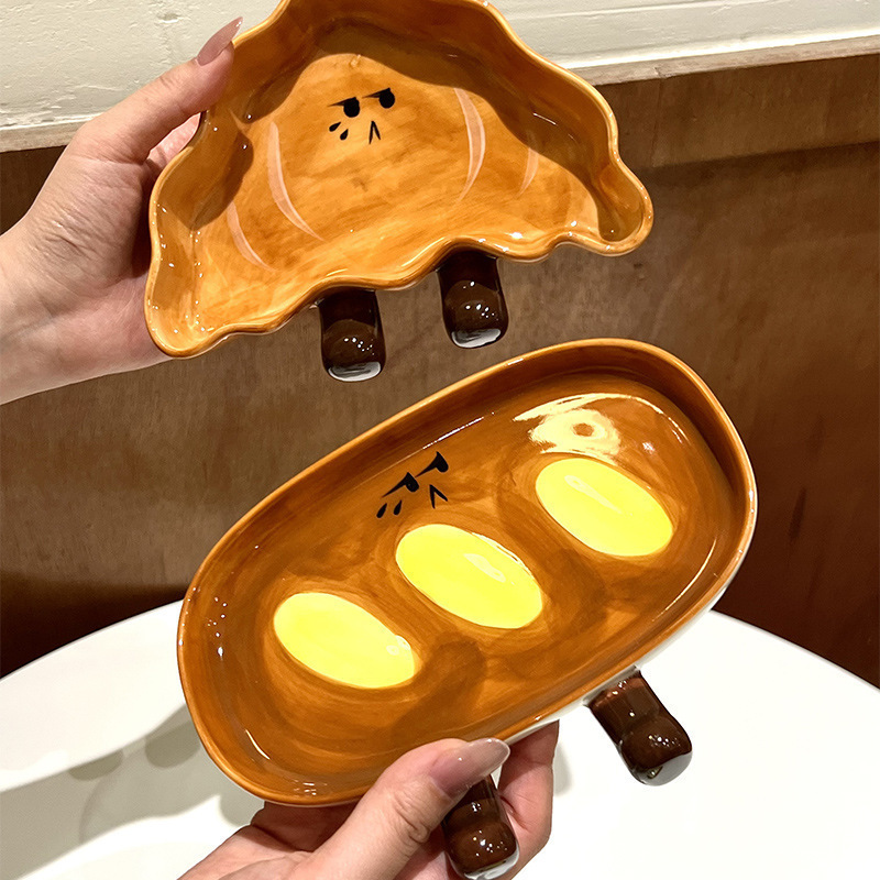 クリエイティブなパン型プレート、高級陶磁器食器、鍋ディップソース、醤油酢皿、調味料皿、フレーバー皿|undefined