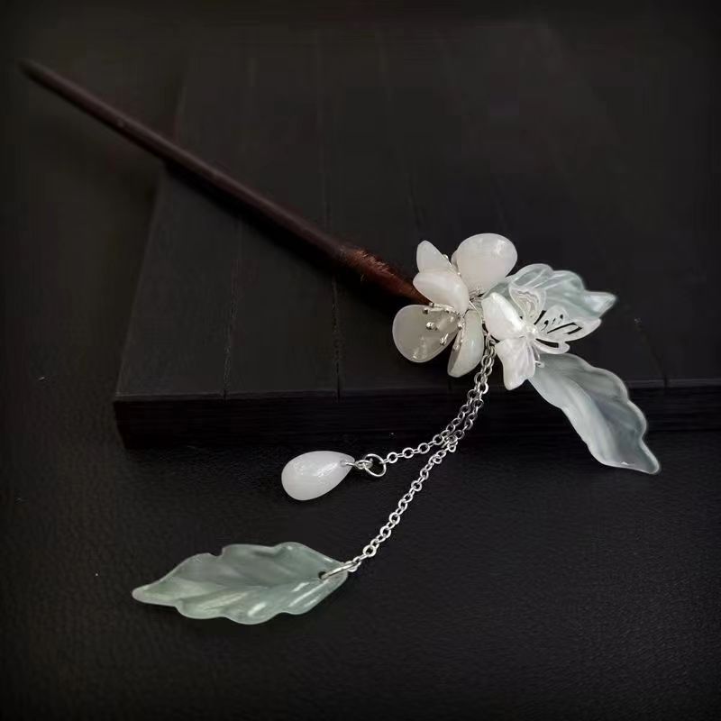 古风汉服古典手工木簪子日常盘发头饰长流苏花朵饰品百搭气质发簪