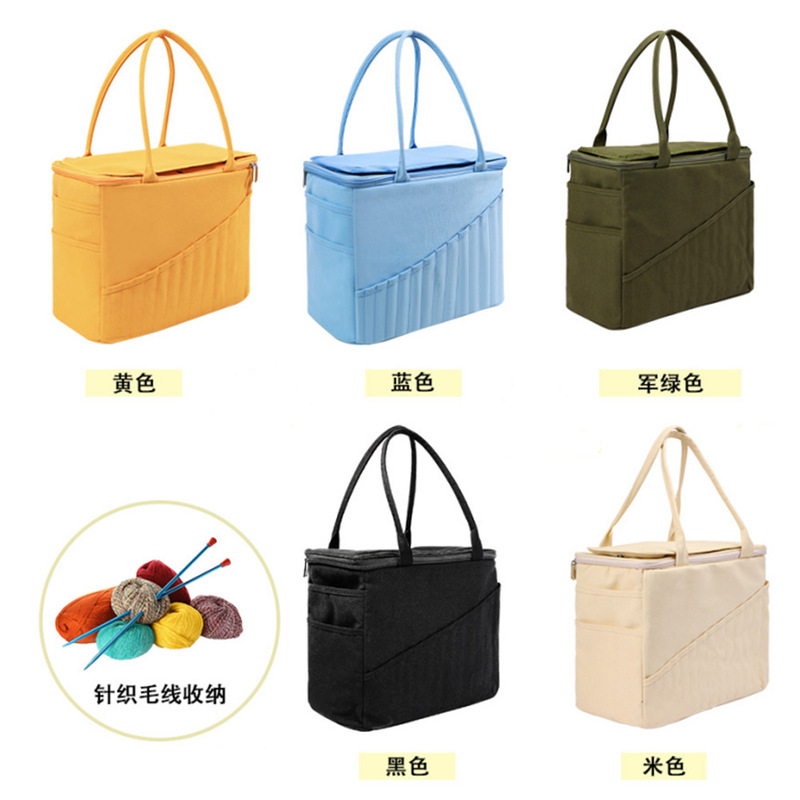 Cross-Border Canvas Wool Knitting Tool Storage Bag Outdoor Travel Large-Capacity Crochet Accessories Storage Bag Handbag