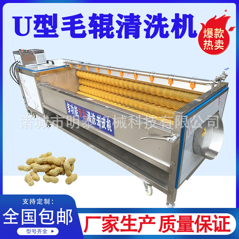 番薯清洗去皮机 党参红参葛根清洗设备 大姜莲藕U型毛辊清洗机