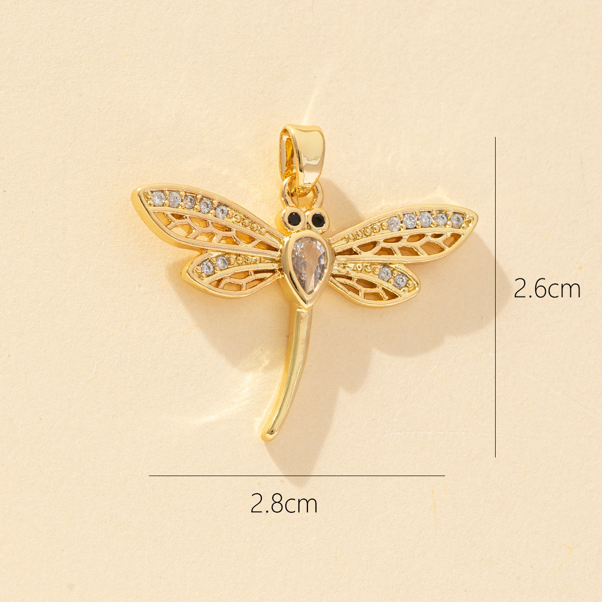 1 Piece Copper Zircon Dragonfly Pendant display picture 1