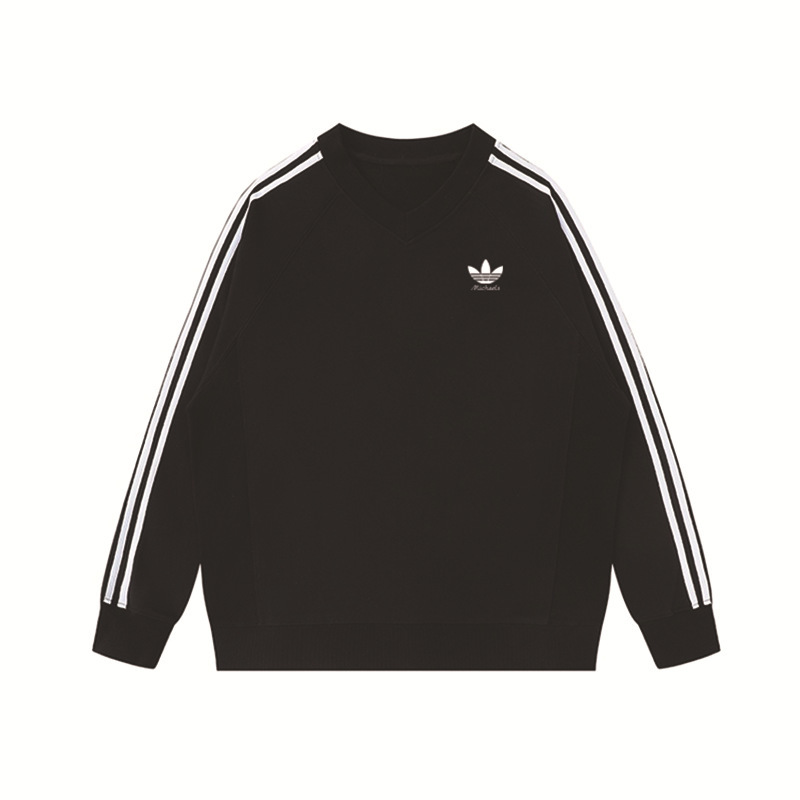 Heavy Weight 420g V Neck Sweatshirt for Men and Women 2025 Autum New Clover Casual Couple Loose Three-Stripe Top
