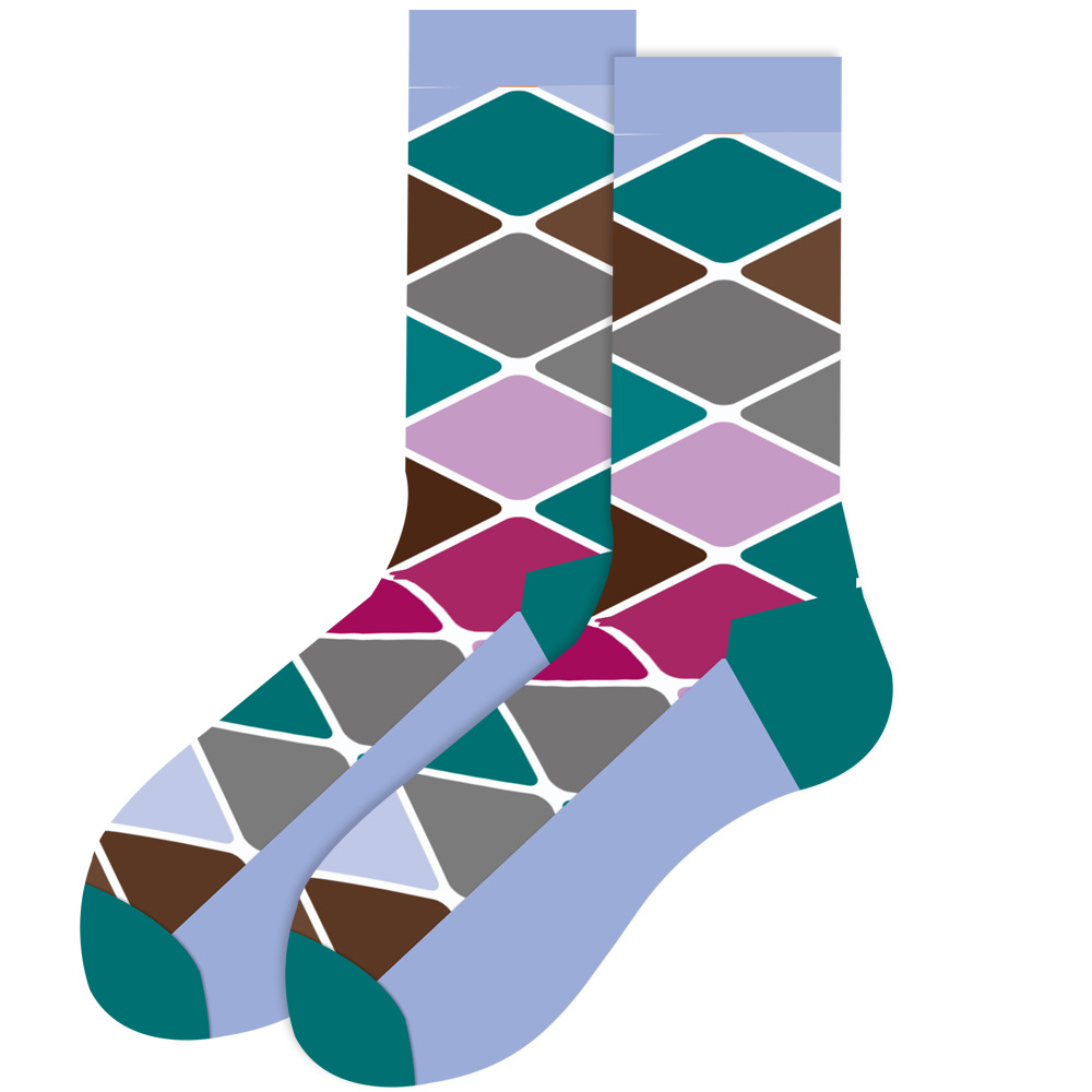 20 Pairs Per Pack Quantity Unisex Modern Style Classic Style Printing Color Block Cotton Crew Socks 20 Pairs Per Pack