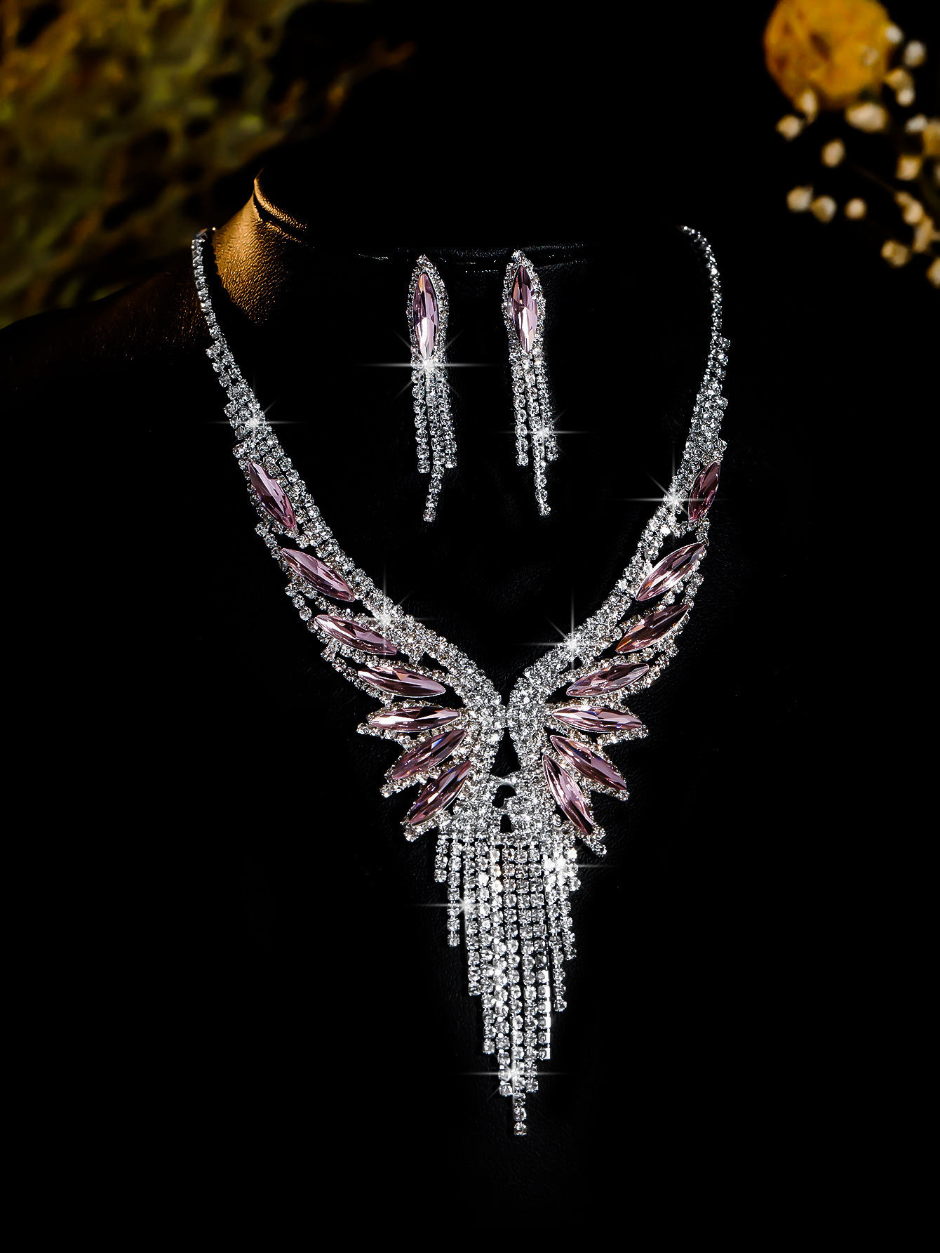 bridal necklace set earring jewelry set banquet dress set necklace fashionable and versatile temperament accessories_voghion.com