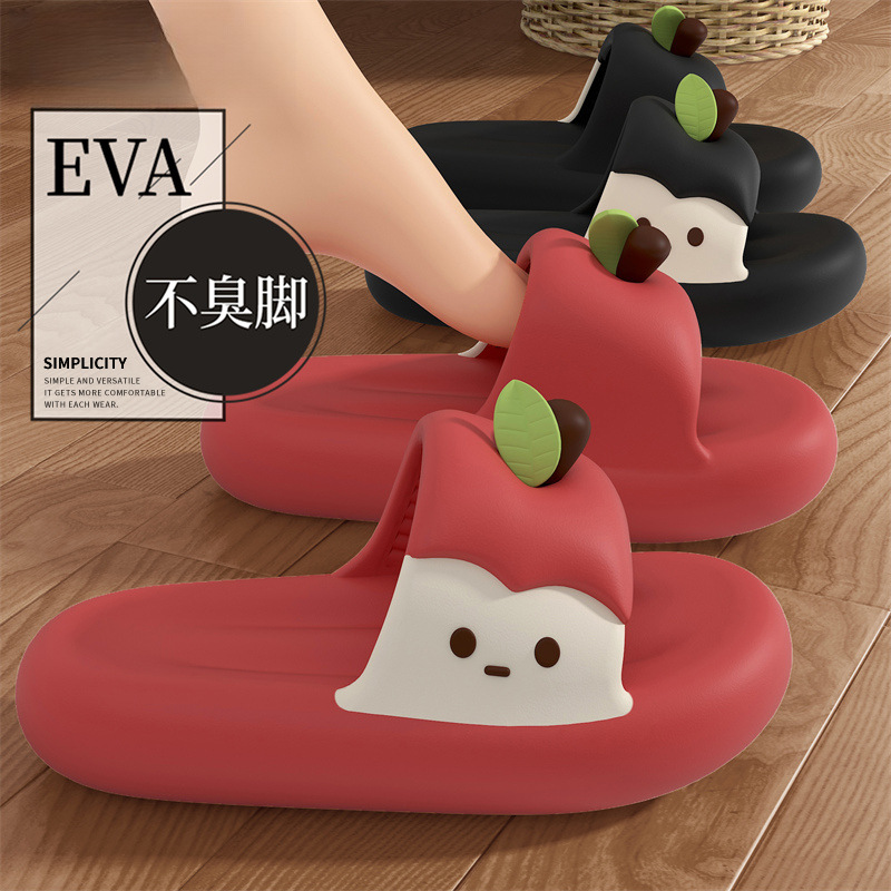 踩屎感拖鞋女夏季新款可爱苹果浴室洗澡防滑eva厚底凉拖男士外穿