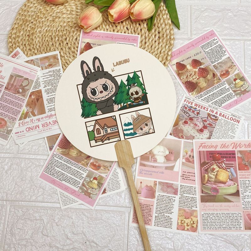 2025 新かわいいラブブ DIY クロスボーダー配送 LABUBU かわいい人形扇子新中国風|undefined