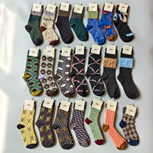 江南布衣袜子无骨时尚复古提花四季中高筒堆堆袜一件代发潮袜