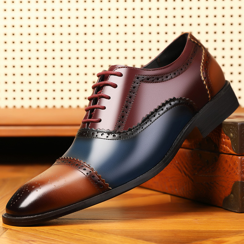 Herrenschuhe Brogue farblich passende Herrenschuhe geschnitzte Lederschuhe modische atmungsaktive All-Match-Business-formale Hochzeitslederschuhe_voghion.com