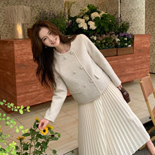 白色法式小香风双面羊绒大衣女2025冬季新款高级感小个子毛呢外套