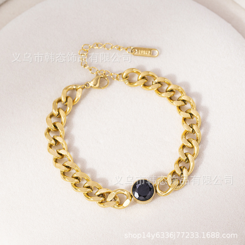 Black Roman all-match gold bracelet women's thick chain ins niche design 2023 new high-grade light luxury