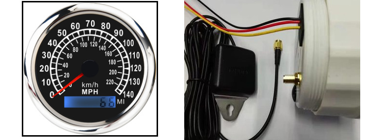 Dual-unit gps meter for vehicles and boats: 0-220km unit and 0-140 miles unit speed meter