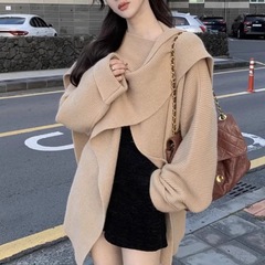 复古日系斗篷披肩毛衣外套女秋冬宽松气质上衣小个子慵懒风针织衫