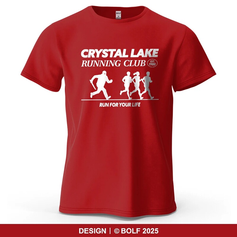 Crystal Lake Running Print Men's T-Shirt Cotton Sports Funny Picture Cross-Border Trendy Brand