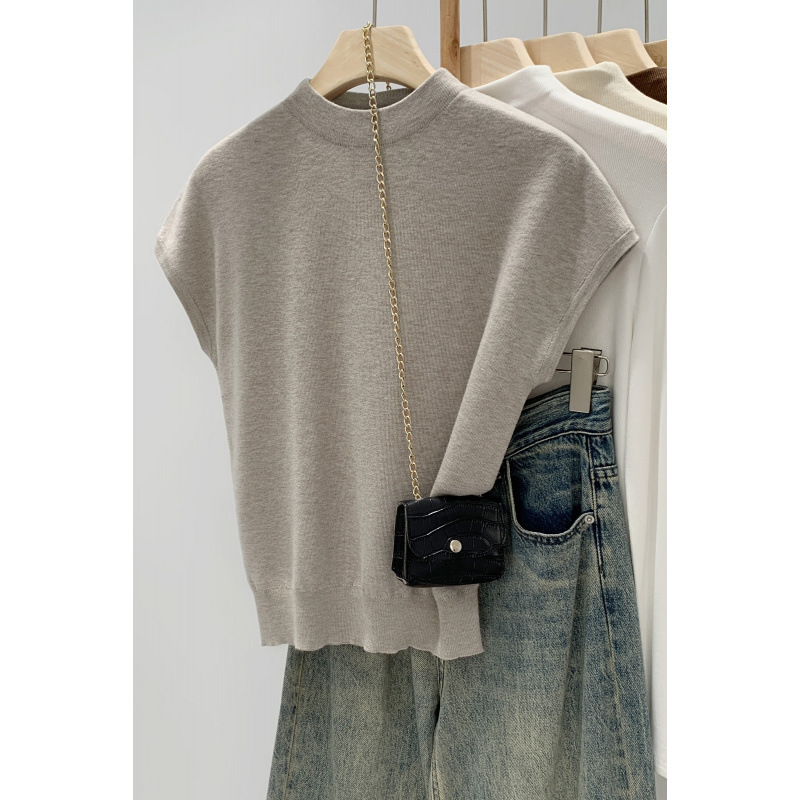 Special Offer Wholesale Half-Turtleneck Sleeveless Knit Sweater for Women, Summer Slim-Fit Design, Waist-Cinching, High-End Feel