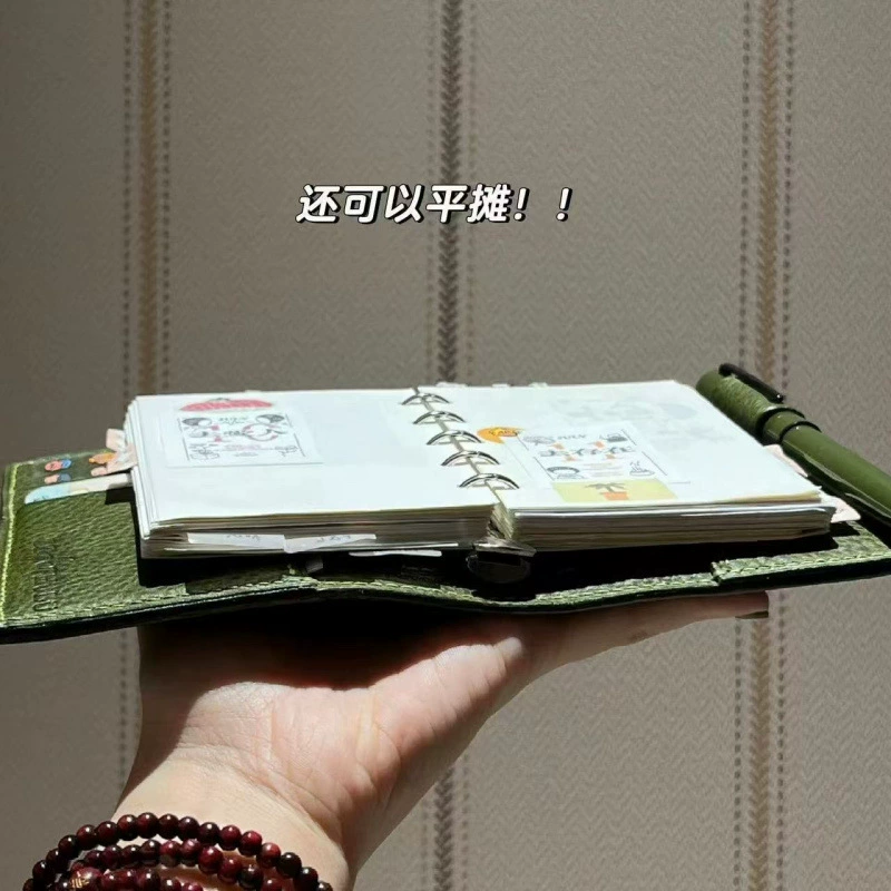 Olive green loose-leaf handbook notepad schedule plan diary small book portable pocket book thickened