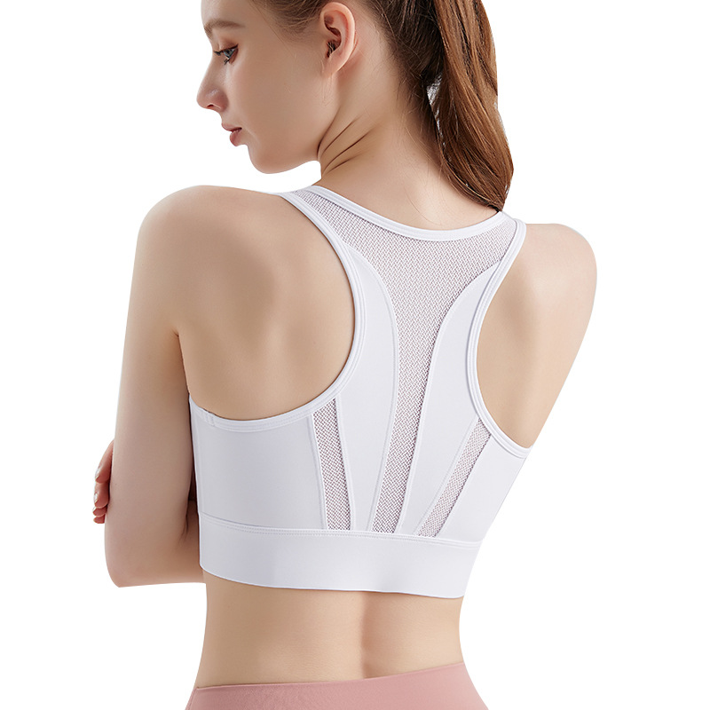 LAHN ropa interior deportiva con cremallera a prueba de choque de alta resistencia corriendo malla transpirable empalmado transpirable fitness chaleco de yoga