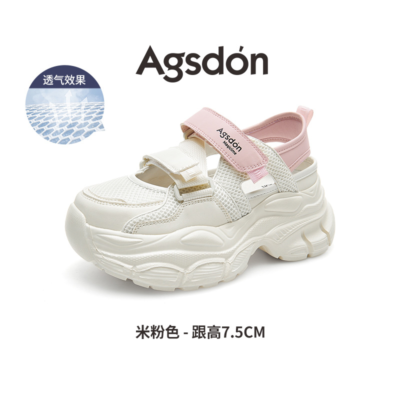 Sandalias deportivas de suela gruesa Augu Shiden para mujer, nuevo modelo primavera 2026, zapatillas deportivas huecas estilo papá, calzado casual para agua.