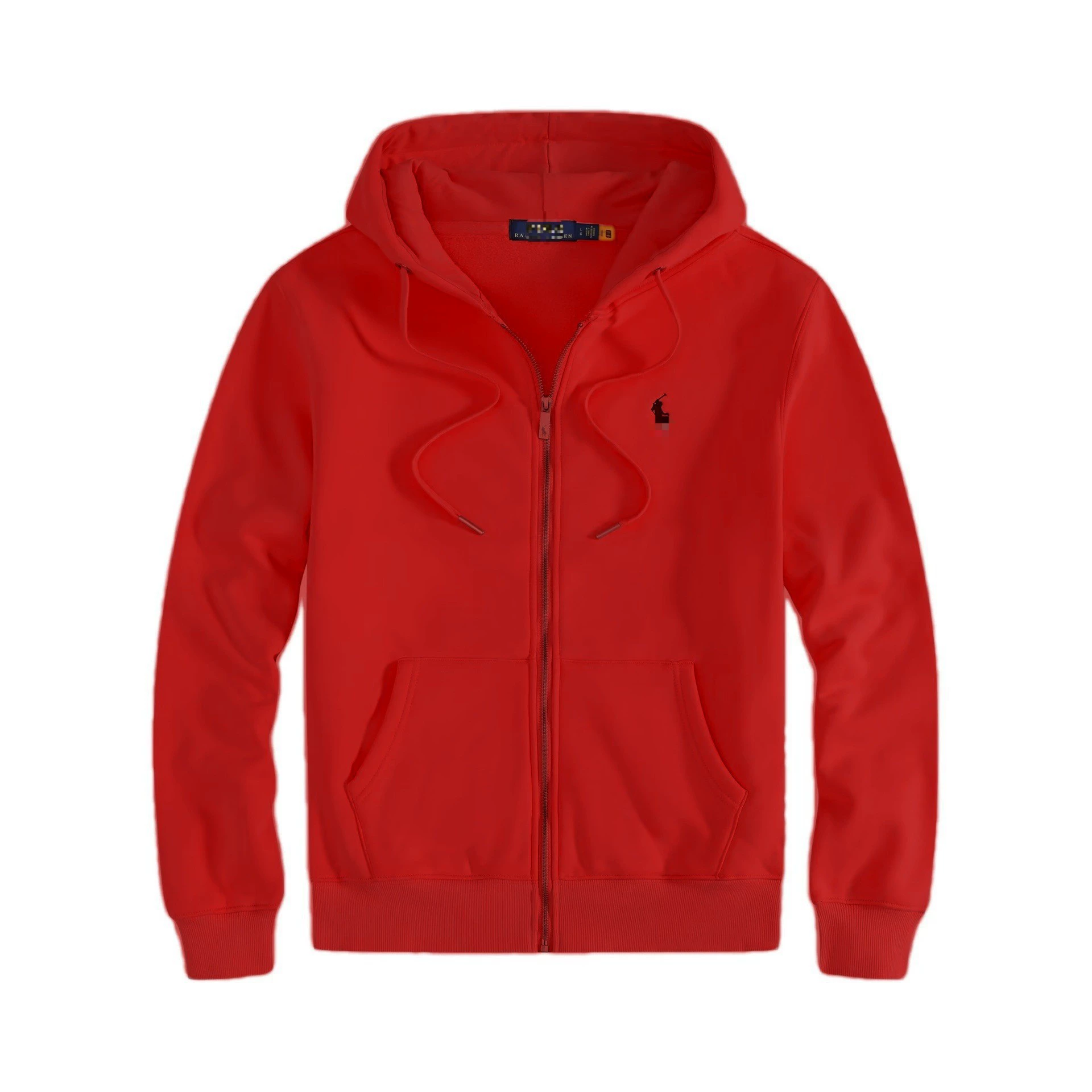 Demi-season fleece hoodie, men's zip cardigan with embroidered pony, casual fit, sizes S–XXXL