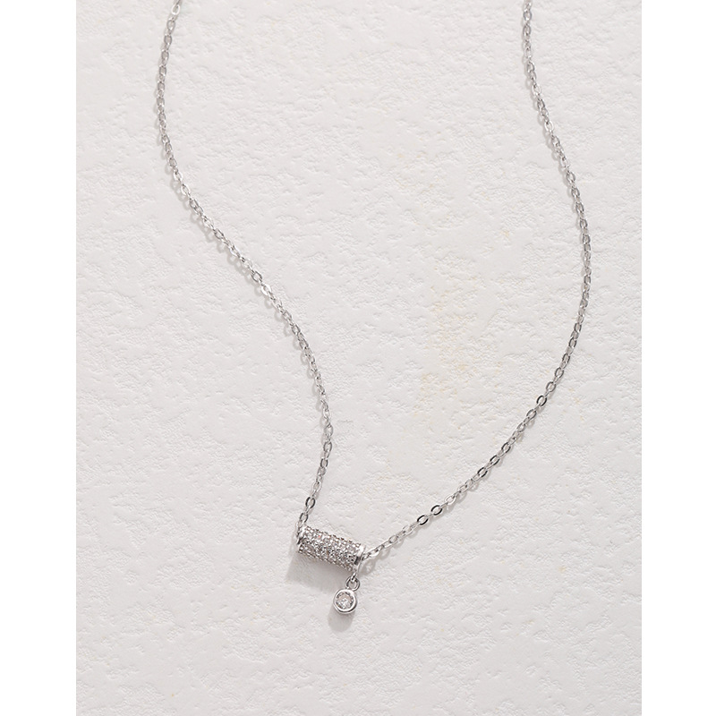 S925 plata esterlina collar de cintura pequeña Luz de las mujeres de lujo simple diseño de nicho de alto grado collar completo de diamantes colgante Cadena de clavícula