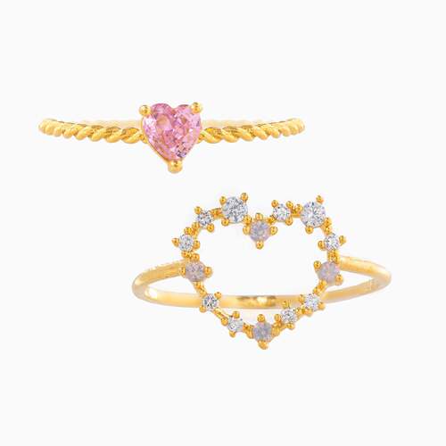 Copper-plated 18k gold fairy love ring micro-set diamond hand jewelry niche design ins style Japanese style ring jewelry