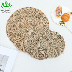 日式草編餐墊精品蒲草編織加厚隔熱墊防滑防燙杯墊碗墊砂鍋墊草墊