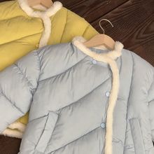 田田见 中大童兔毛立领中式可爱简约外套冬装新款女童加厚棉衣潮