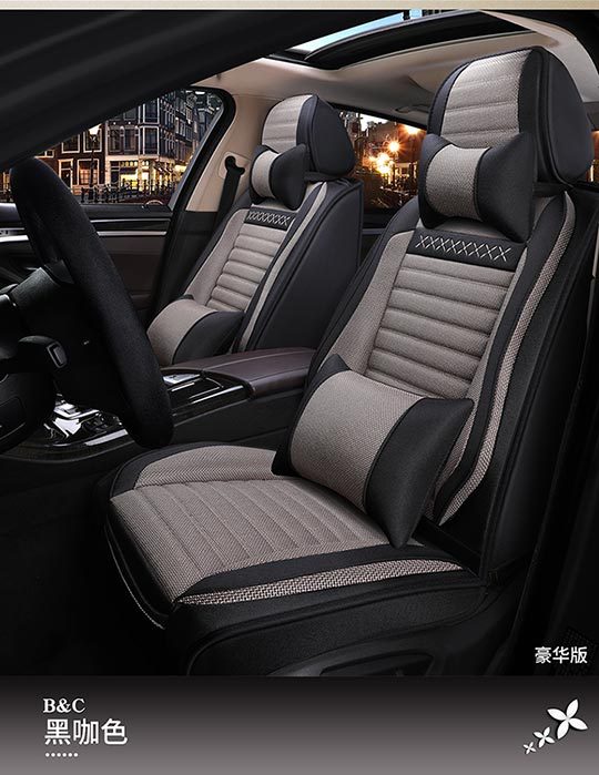 Car Seat Cushion, Universal for All Seasons, Fully Enclosed Seat Cover, Linen Breathable Fabric Seat Cushion, Universal Seat Cushion Cover for Five Seats in the Car