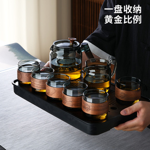 Glass Tea Set Set Household Teapot Tea Tray Tea Cup Hospitality Large Capacity 2024 New Accessible Luxury