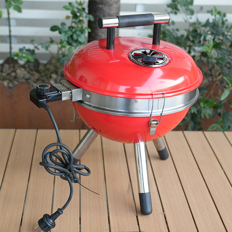 Horno de barbacoa eléctrica de manzana transfronteriza horno de barbacoa multifuncional portátil de 14 pulgadas redondo horno de barbacoa eléctrica sin humo horno de barbacoa