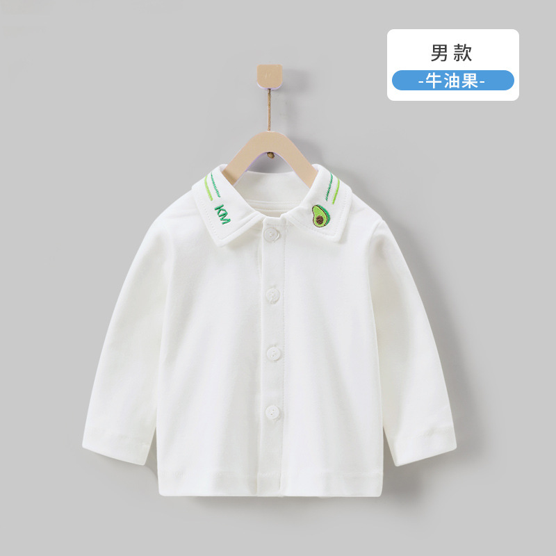Camisetas de manga larga blancas para niños de otoño, camisetas de manga larga para niñas, camisas con cuello estilo coreano para bebés, cárdigans de algodón, ropa infantil estilo coreano