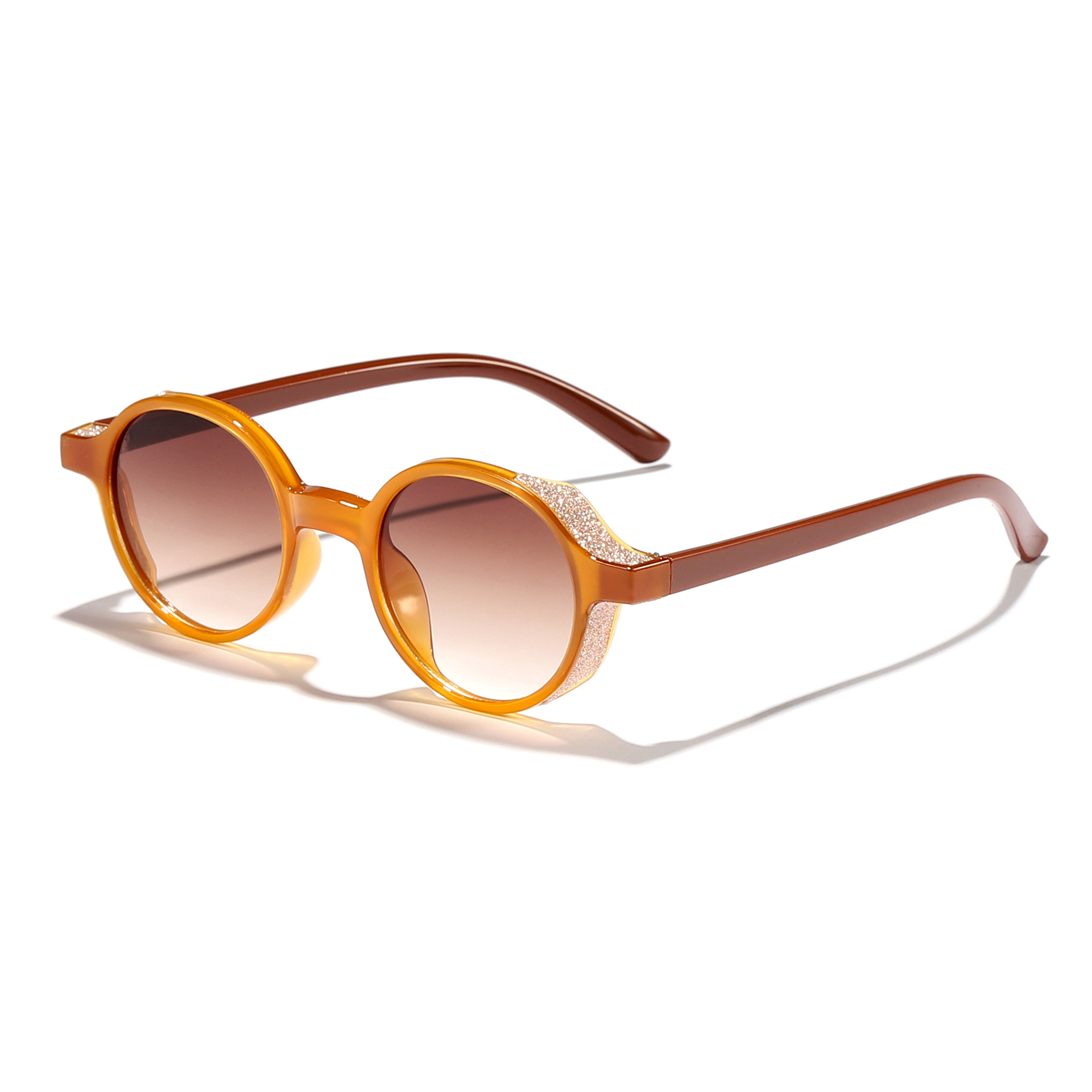 Nuevas gafas de sol de montura redonda de destello fino y moderno retro para hombres y mujeres Gafas de sol anti-ultravioleta de moda al aire libre de alta gama