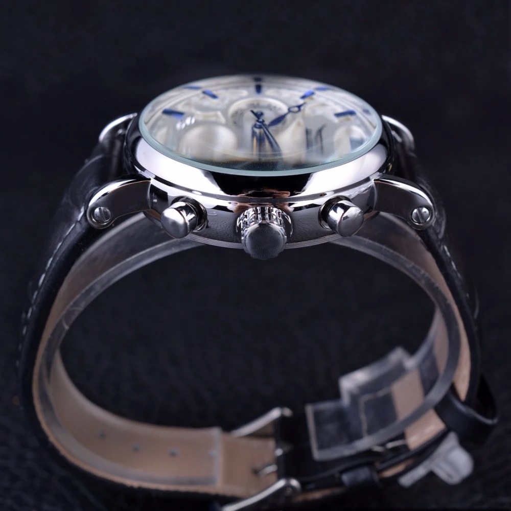Jaragar Belt Men's Automatic Mechanical Watch Three Plate Six Pin Week Men's Wrist Band Diamond_voghion.com