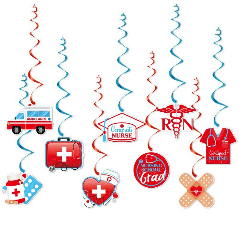 Nuevo doctor enfermera graduación ceremonia decoración tire bandera espiral etiqueta enfermera festival graduación temporada decoración traje