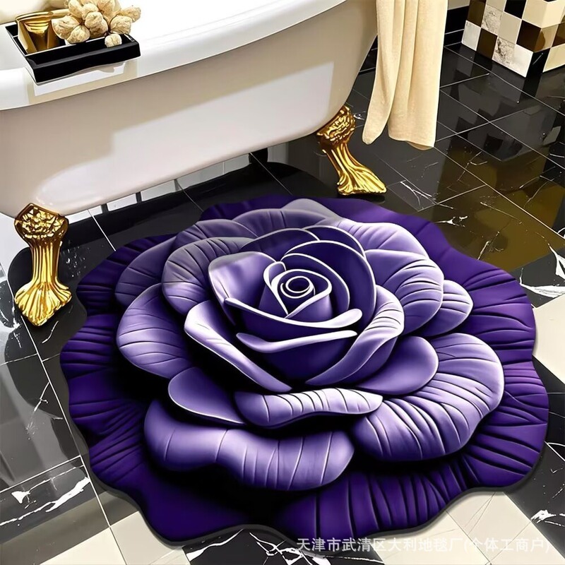 3D視覚花卉異形珪藻泥マット洗面台装飾マットトイレ吸水マット浴室マット|undefined
