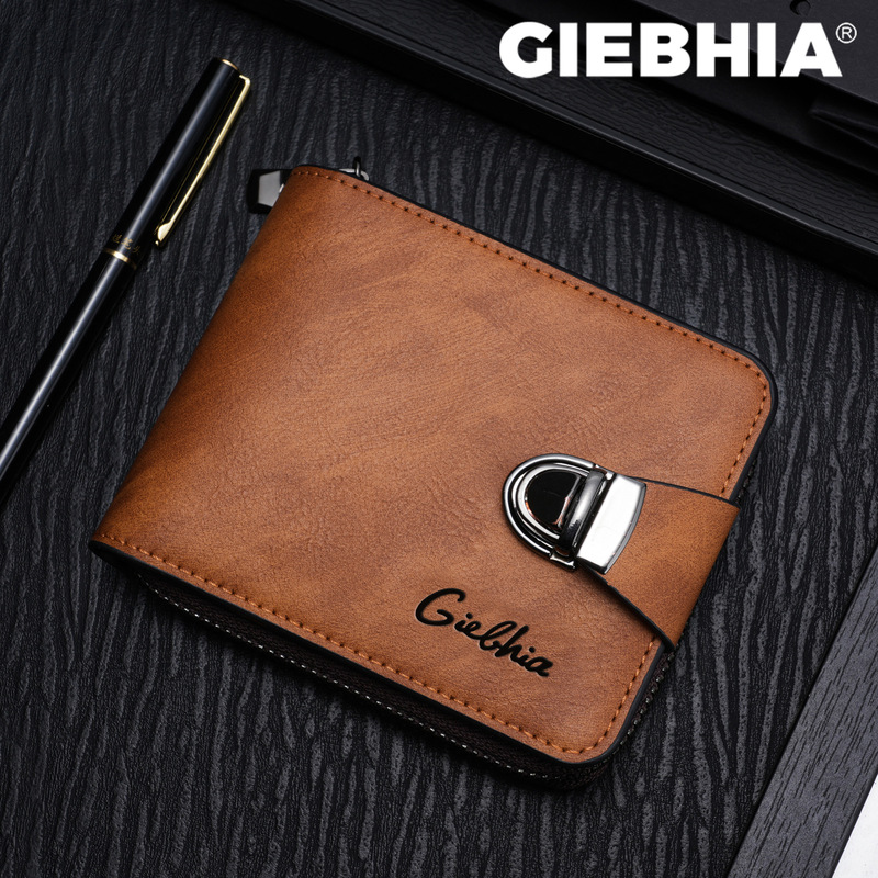 GIEBHIA Men's Wallet Short Zipper Bag Large Capacity Multi Card Slot Small Bag Business Vintage Coin Purse GIEBHIA Men's Wallet Short Zipper Bag Large Capacity Multi Card Slot Small Bag Business Vintage Coin Purse