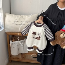 婴童小宝宝加绒加厚连体衣2025冬季新款男孩子秋冬外穿卡通爬爬服