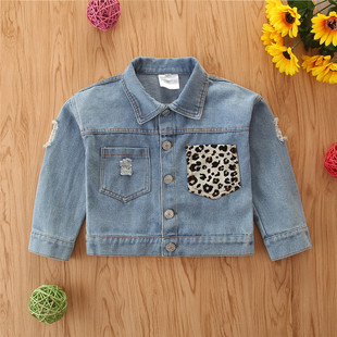 Cross-border children's clothing children's denim coat spring and autumn children's casual long sleeve cardigan top baby clothes wholesale