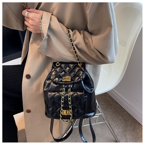 韩版轻奢小香风菱格链条包包女秋季新款时尚双肩包百搭单肩包