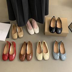 Happy feeling丸頭浅口シングル靴女2024春新韓国版ソフト底豆靴女平底アンドロメダ