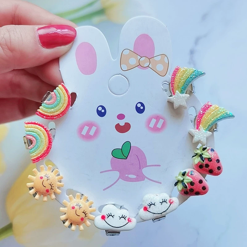 Детские зажимы для ушей без отверстий для ушей Маленькая девочка Принцесса Милые Мультяшные поддельные серьги Детские серьги-гвоздики